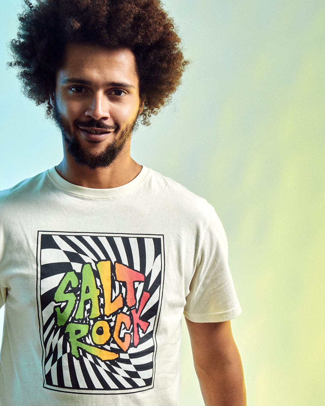 SALTROCK 'WARP LOGO' MENS T-SHIRT - CREAM