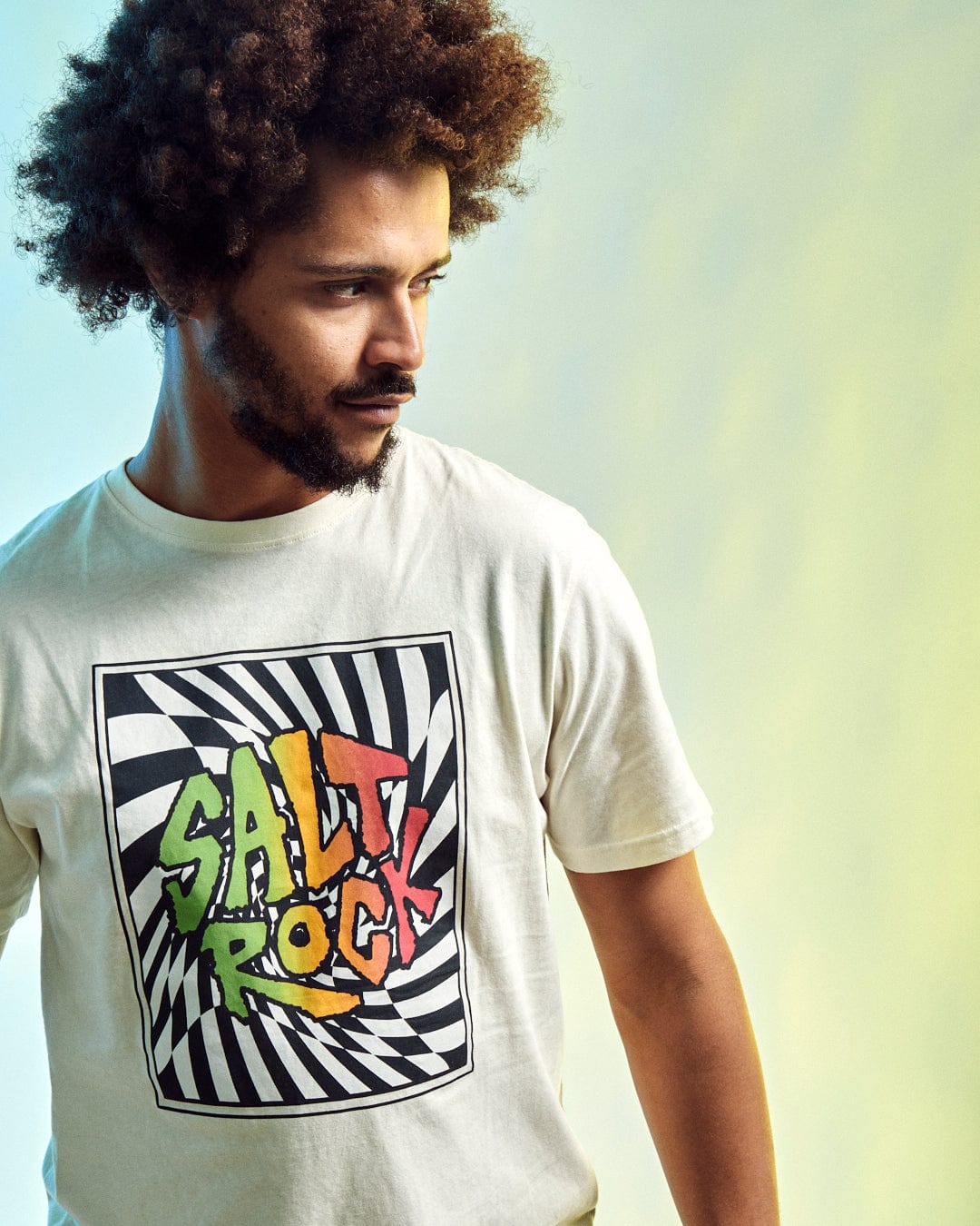 SALTROCK 'WARP LOGO' MENS T-SHIRT - CREAM