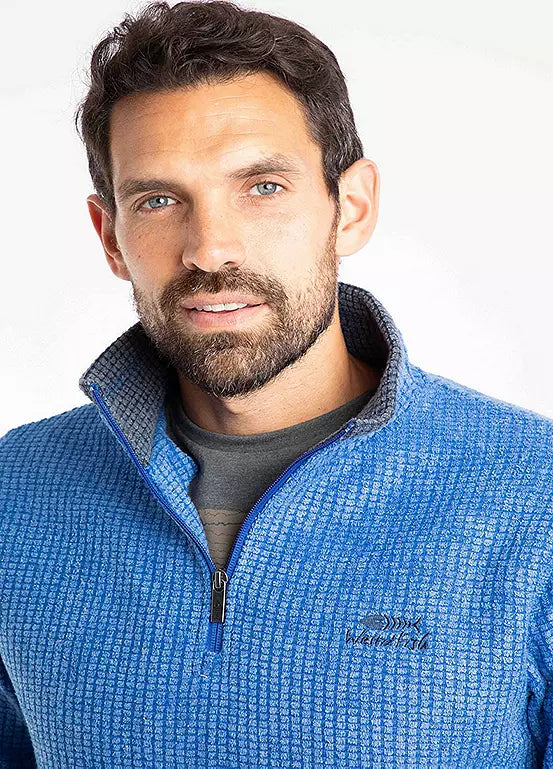 Weird Fish Newark 1/4 Zip Grid Fleece Blue