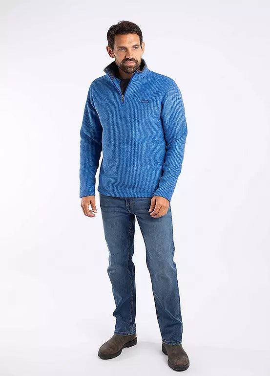 Weird Fish Newark 1/4 Zip Grid Fleece Blue