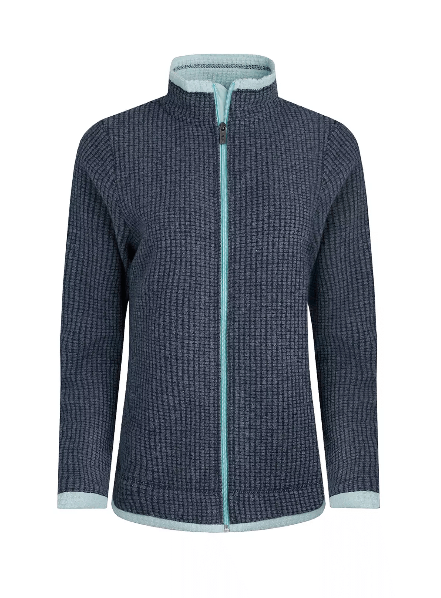 Weird Fish Ariana Eco Full Zip Grid Fleece - Rich Navy
