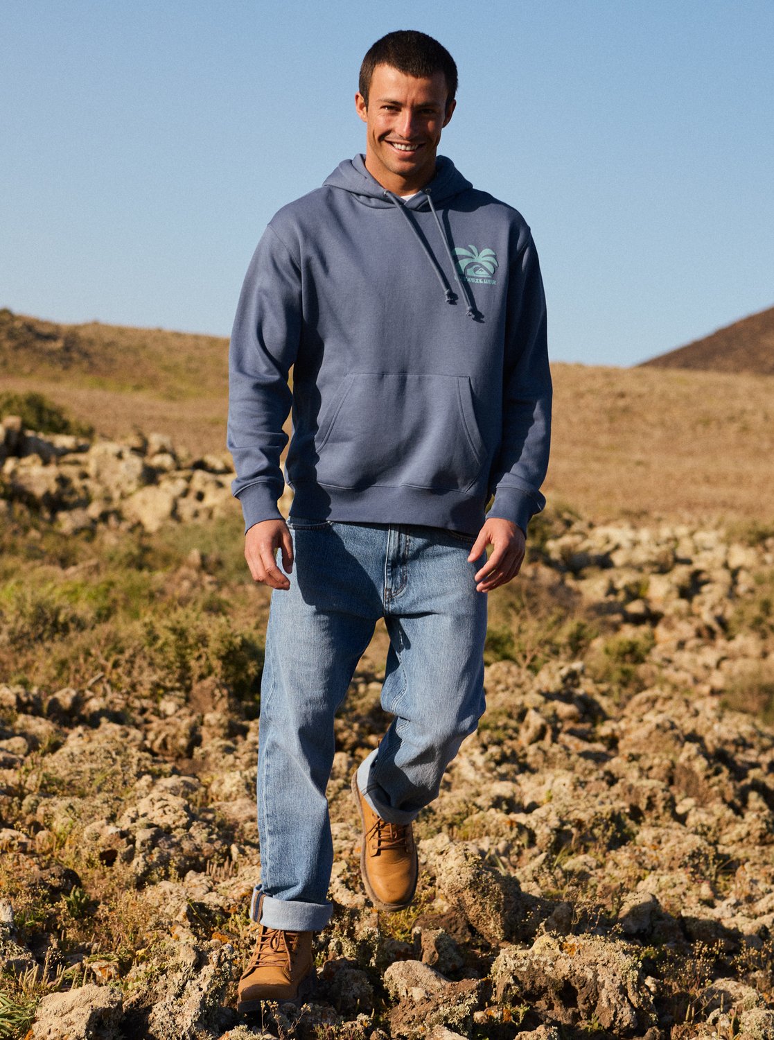 Quiksilver Salt Water Palm Rise Men Blue Hoodie
