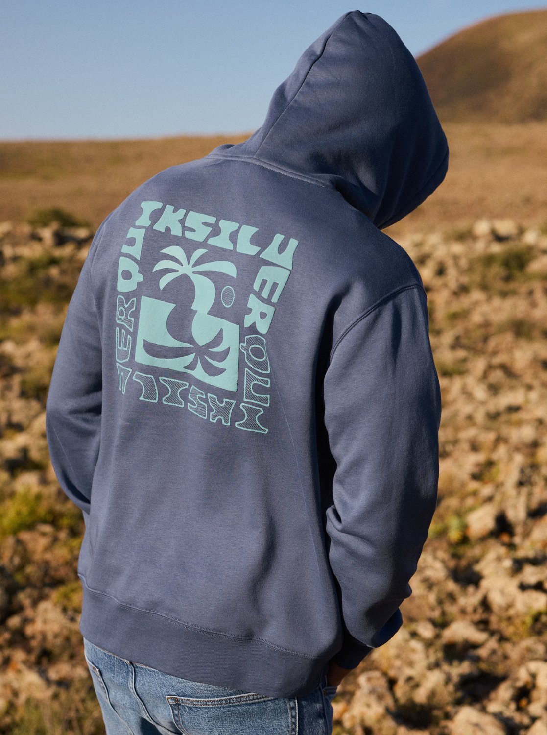 Quiksilver Salt Water Palm Rise Men Blue Hoodie
