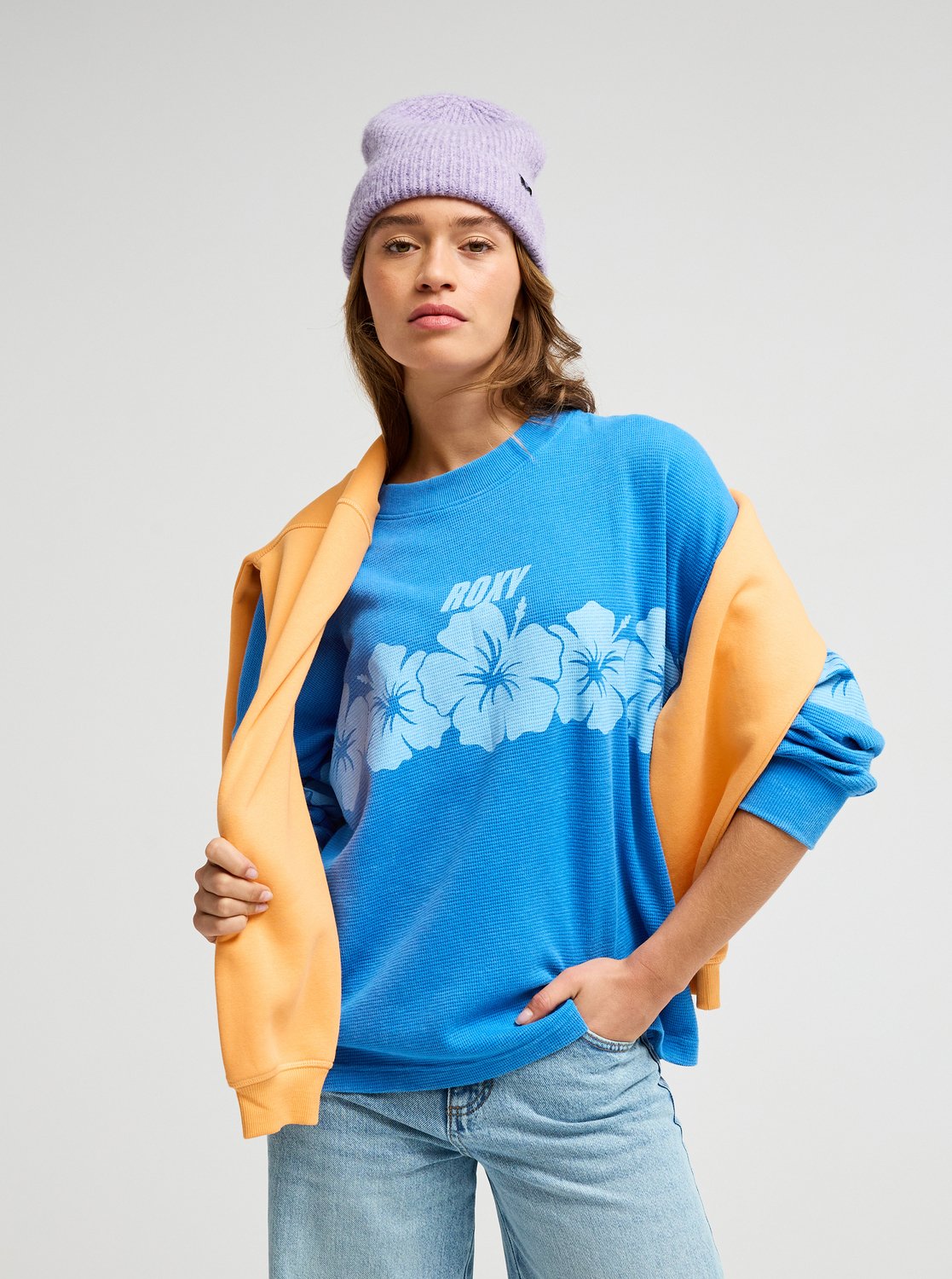 Roxy Eastside Midweight Women Blue Long Sleeves T-Shirt