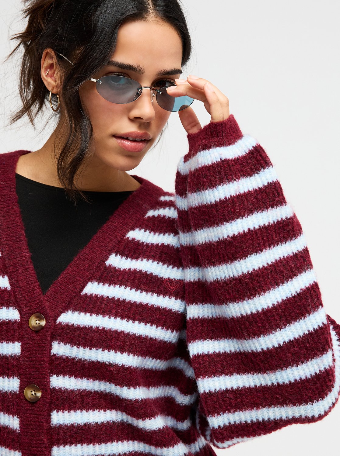 Roxy Deep As The Ocean Stripes Women Red Cardigan