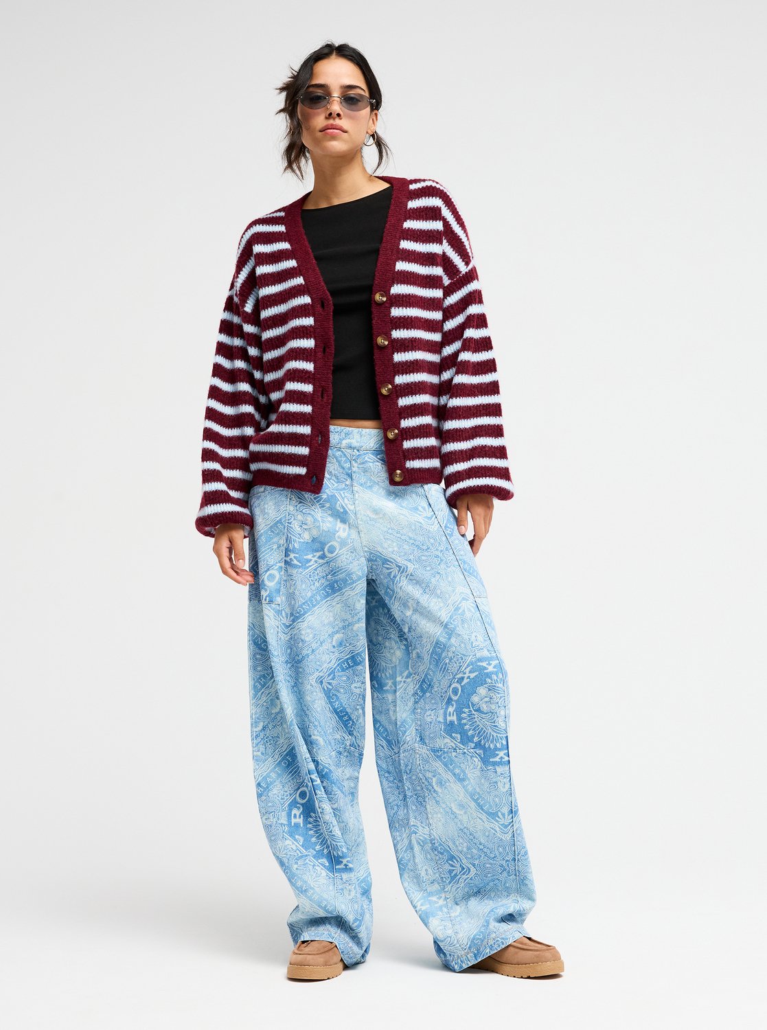 Roxy Deep As The Ocean Stripes Women Red Cardigan