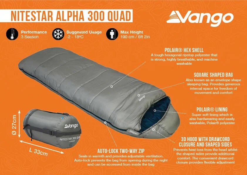 VANGO NITESTAR ALPHA 300 QUAD - FOG - DofE RECOMMENDED