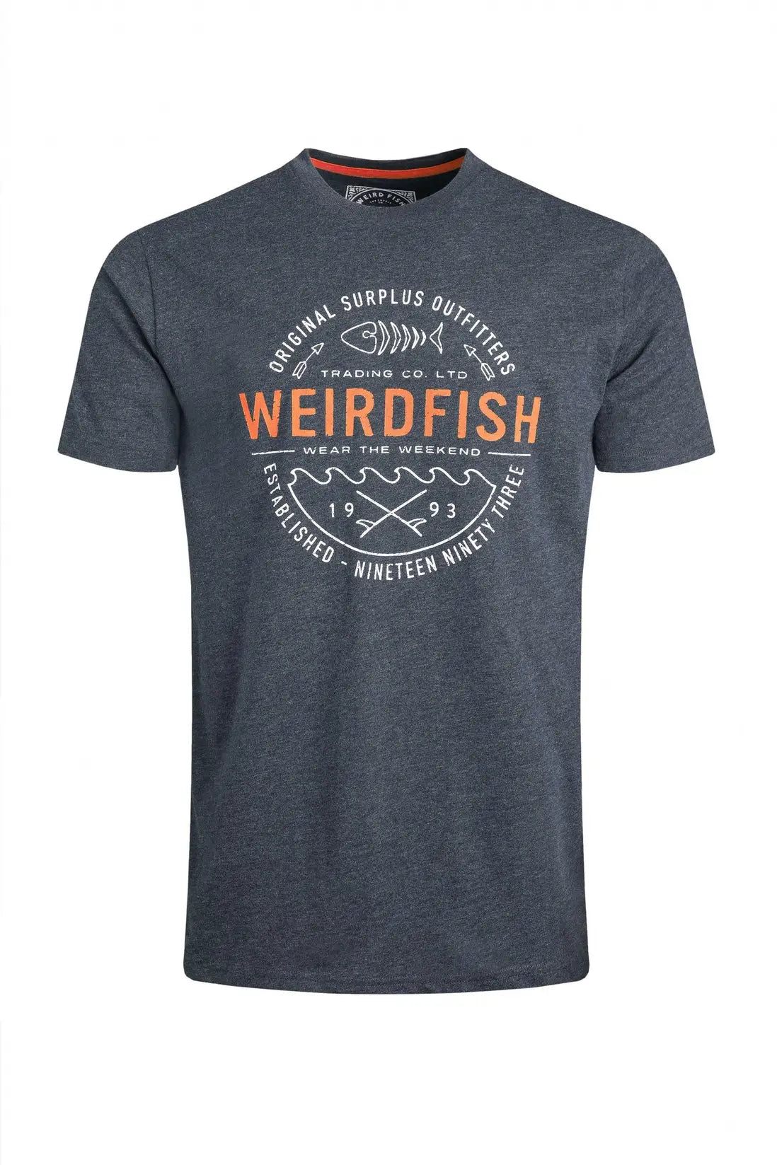 Weird Fish Waves Front Print Graphic T-Shirt - Navy