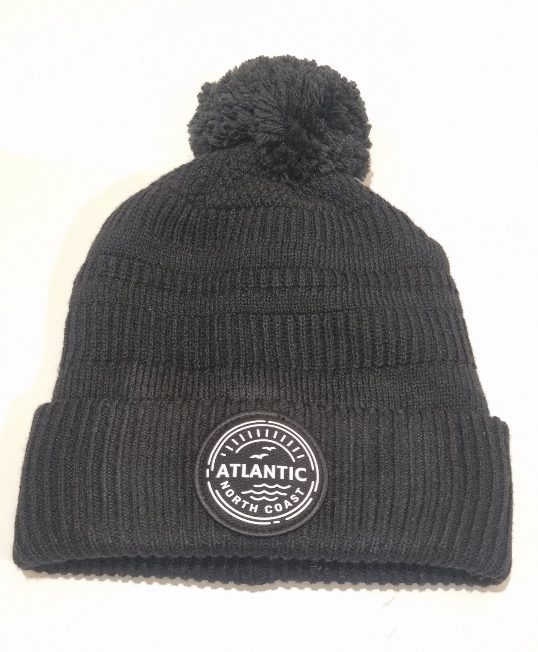 Atlantic 'North Coast' Patch Lined Pom Beanie - Graphite