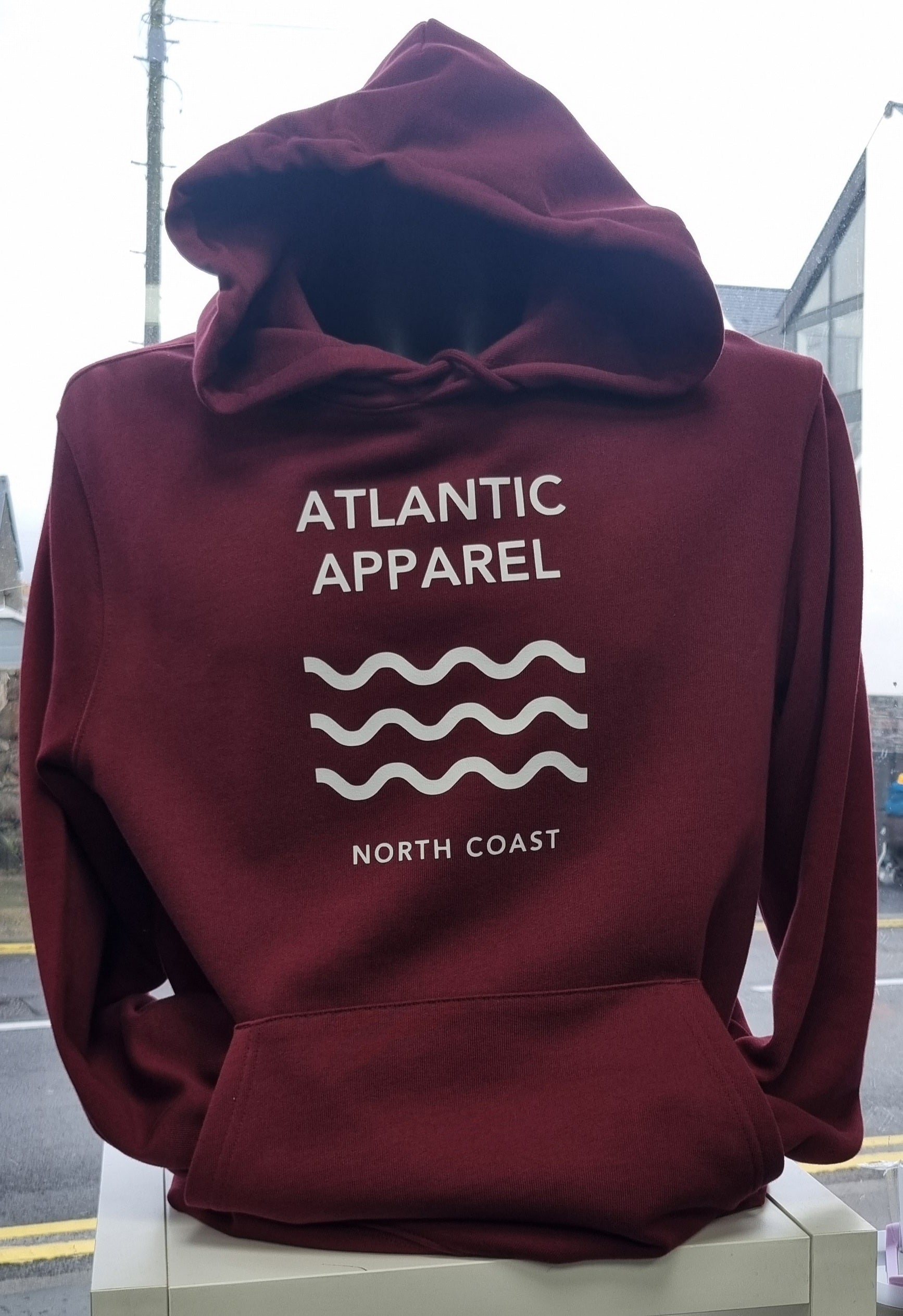 Atlantic Apparel 'Waveline' Unisex Pop Hoody - Burgundy