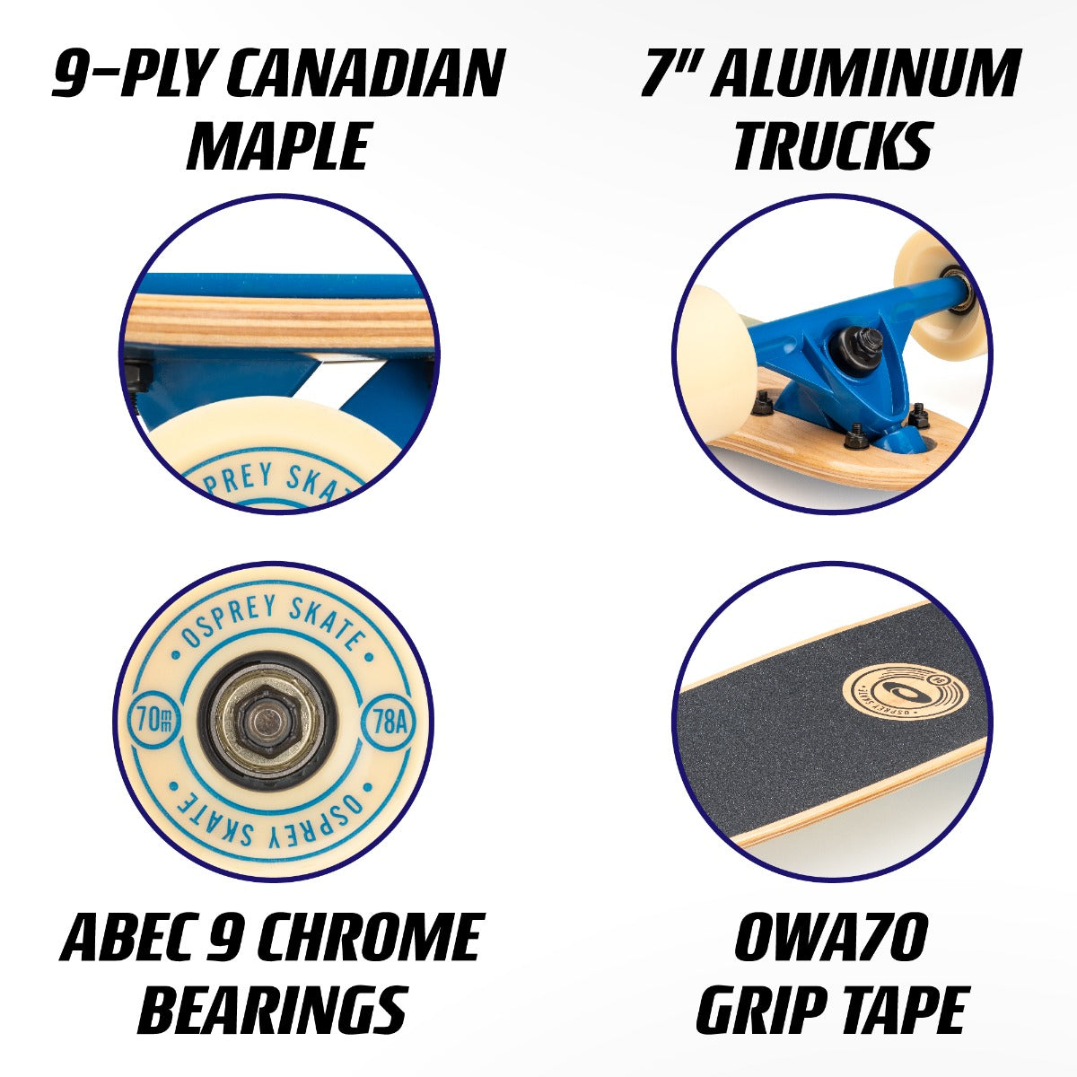 OSPREY 39" LONGBOARD SKATEBOARD TWIN TIP - SLIDE FADE