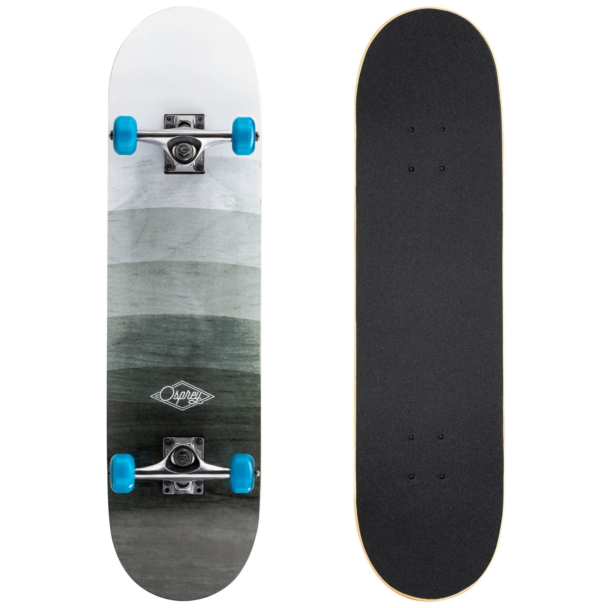 OSPREY 8" X 31" COMPLETE DOUBLE KICK SKATEBOARD - WOOD FADE