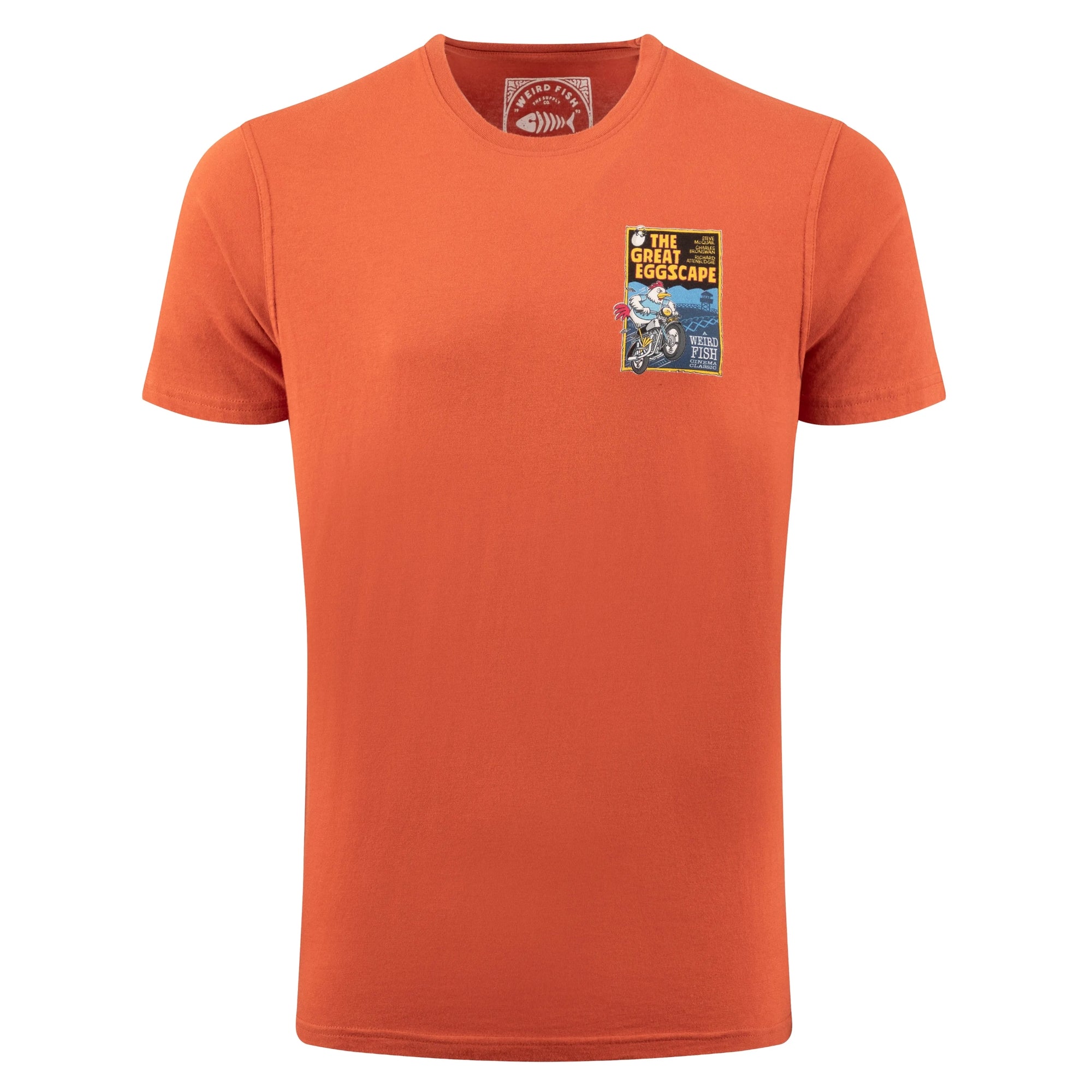 Weird Fish The Great Eggscape Print T-Shirt - Rust Leaves Orange