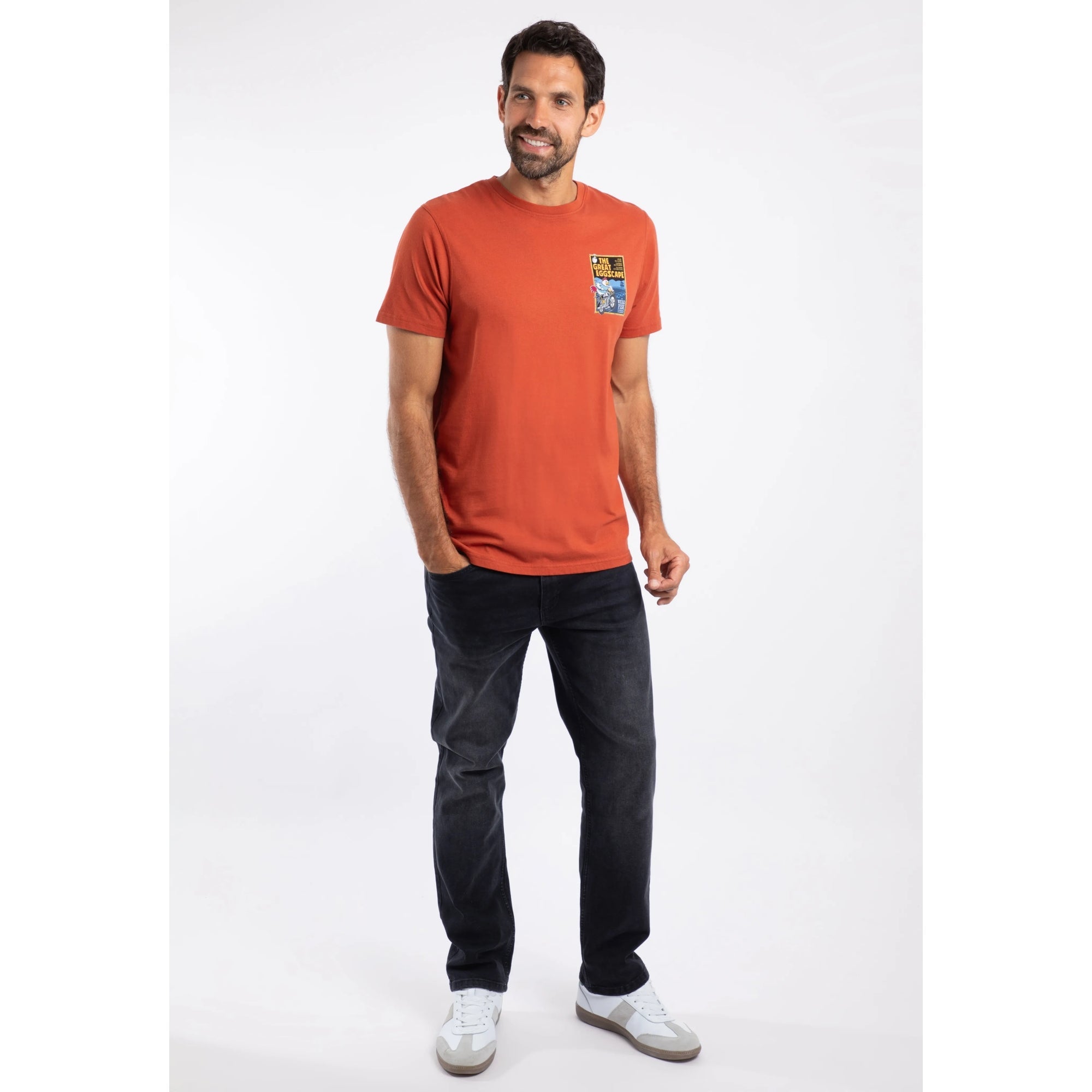 Weird Fish The Great Eggscape Print T-Shirt - Rust Leaves Orange