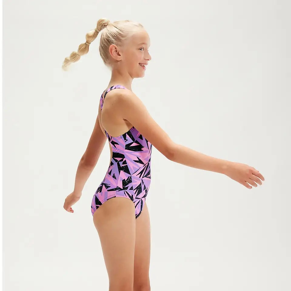 SPEEDO HYPERBOOM MEDALIST JUNIOR SWIMSUIT - NAVY/LILAC