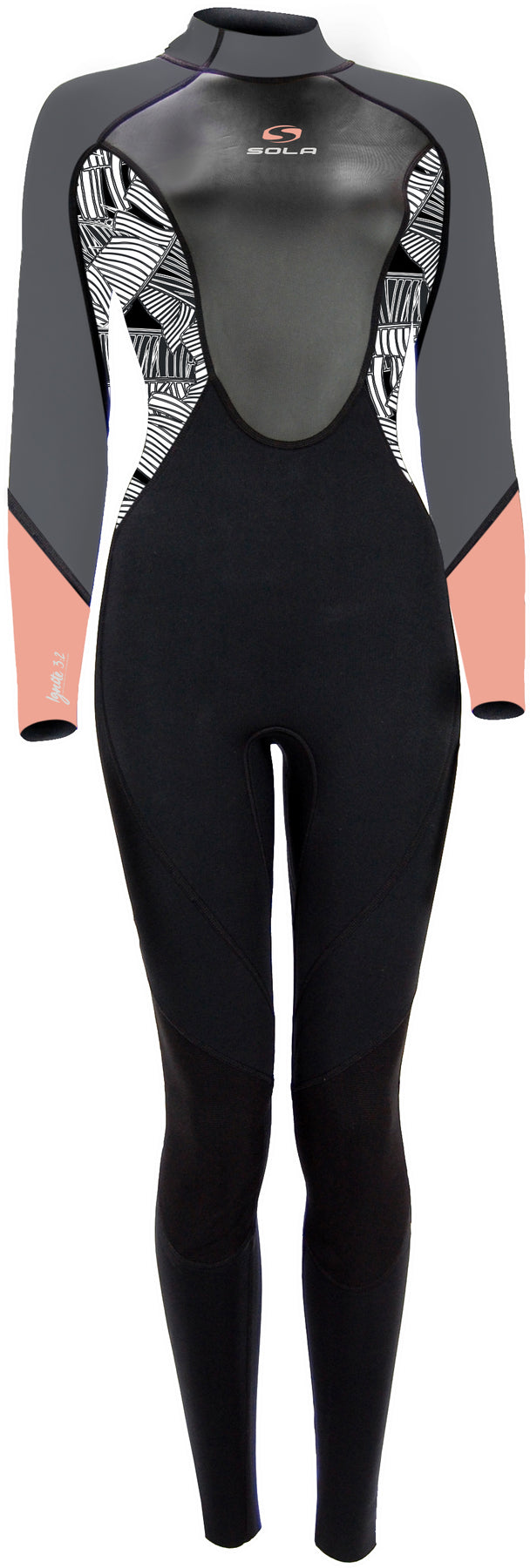 SOLA IGNITE LADIES 3/2 FULLSUIT - GREY FLORAL