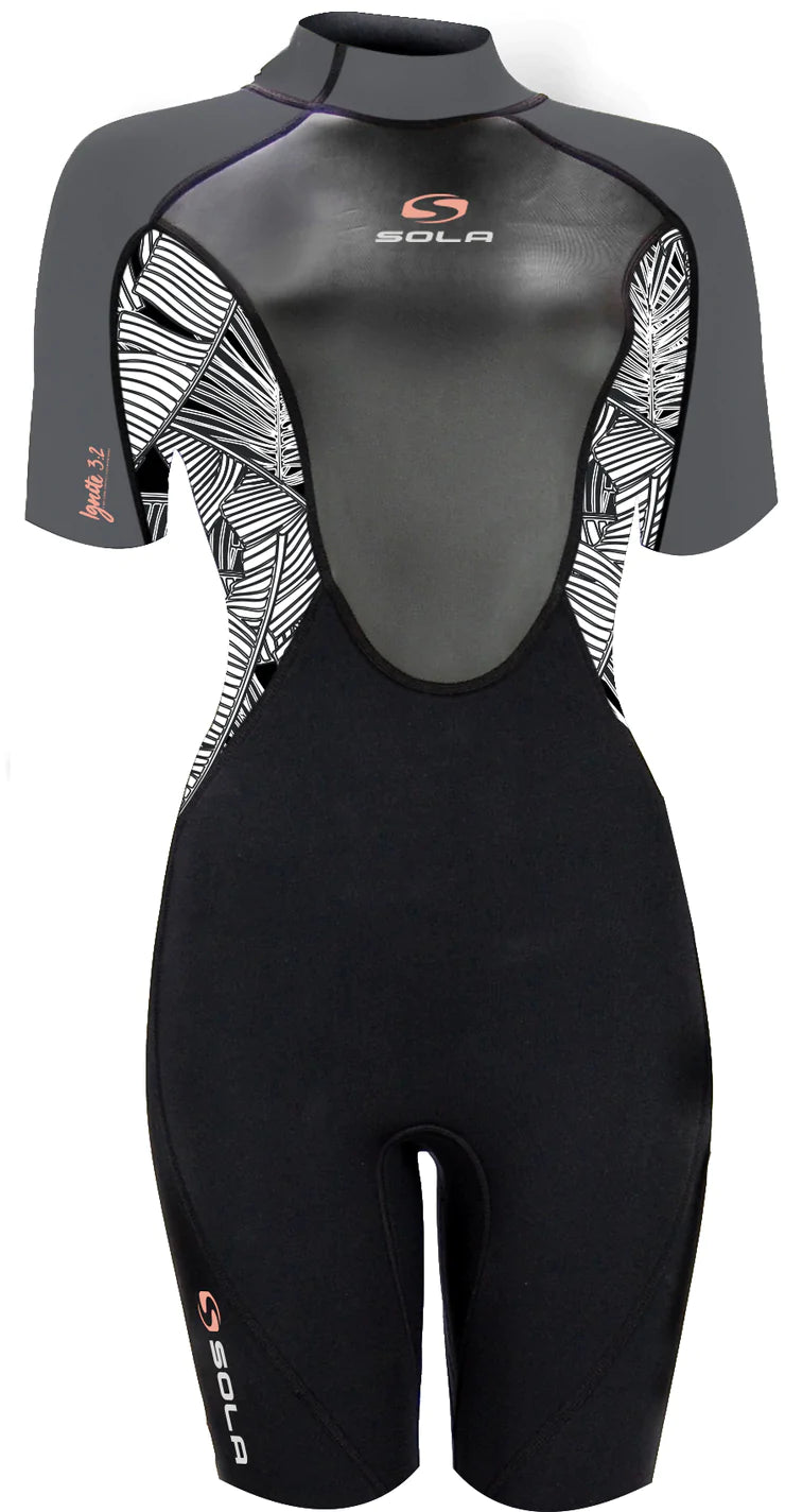 SOLA IGNITE LADIES 3/2 SHORTIE - GREY FLORAL