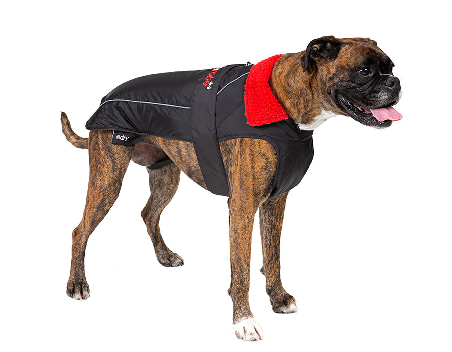 Dryrobe® dog - WATERPROOF DOG COAT - BLACK/RED