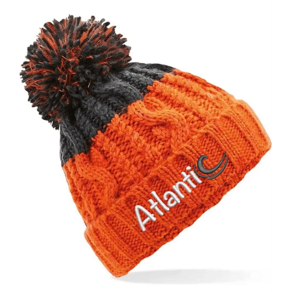 ATLANTIC 'APRES' CHUNKY KNIT BEANIE - ORANGE/GREY - Atlantic Kayaks & Leisure