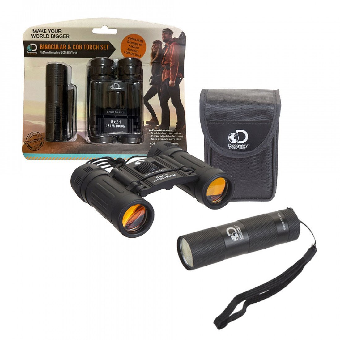 DISCOVERY ADVENTURES BINOCULAR & COB TORCH SET