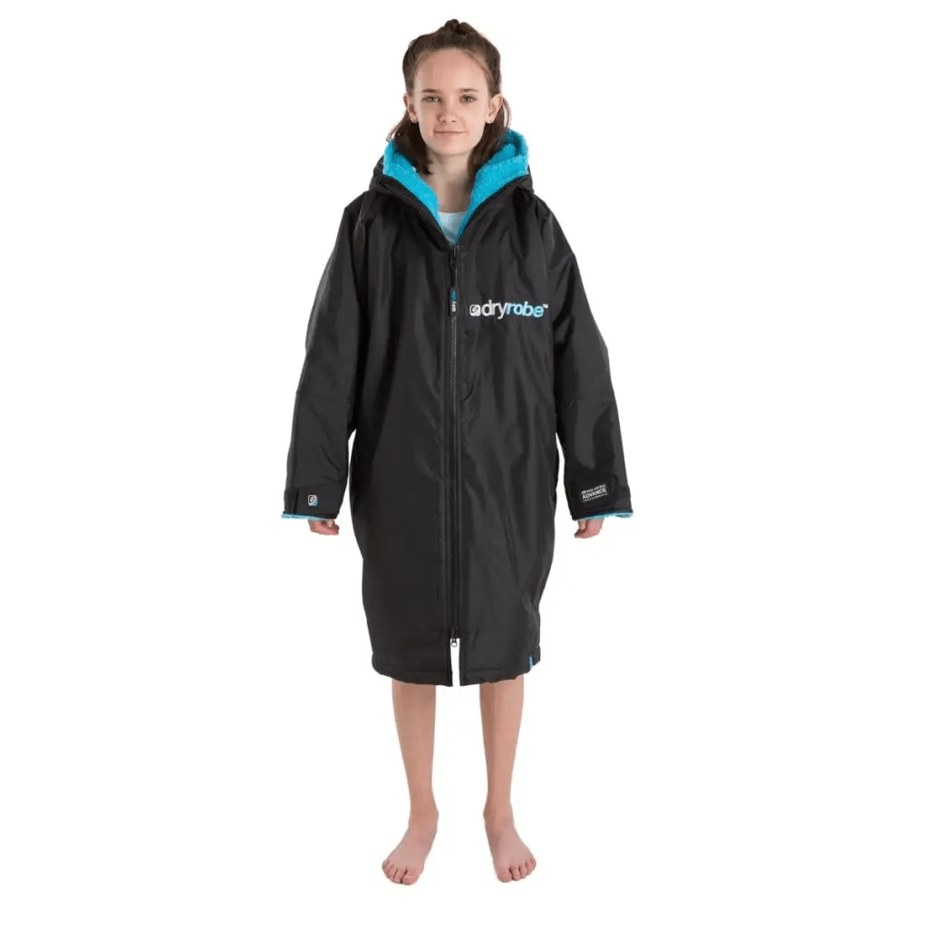 dryrobe® ADVANCE KIDS LONG SLEEVE - BLACK/BLUE - Atlantic Kayaks & Leisure