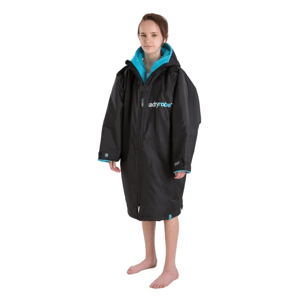 dryrobe® ADVANCE KIDS LONG SLEEVE - BLACK/BLUE - Atlantic Kayaks & Leisure