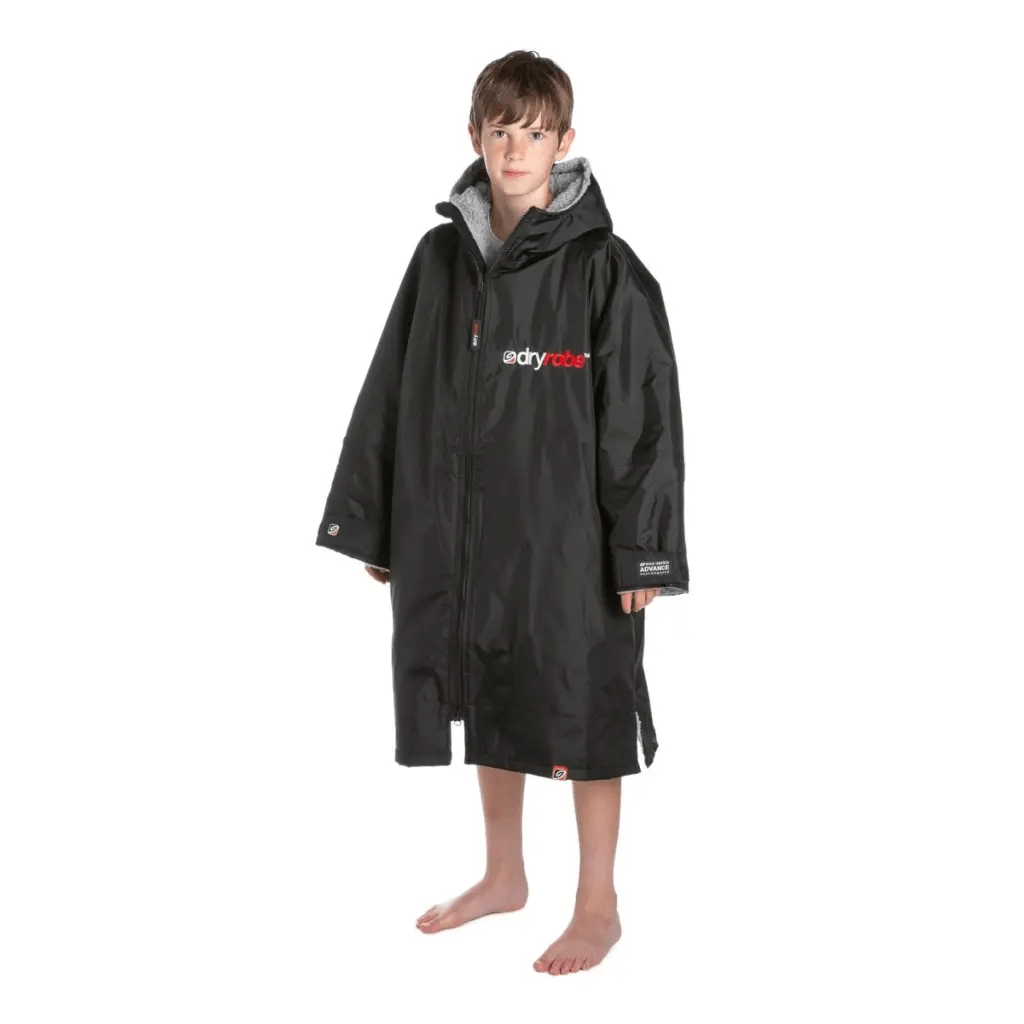 dryrobe® ADVANCE KIDS LONG SLEEVE - BLACK/GREY - Atlantic Kayaks & Leisure