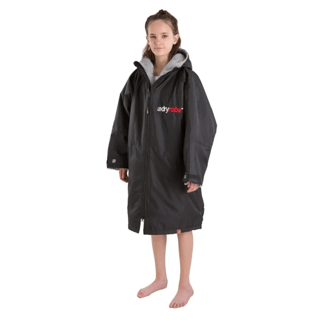 dryrobe® ADVANCE KIDS LONG SLEEVE - BLACK/GREY - Atlantic Kayaks & Leisure