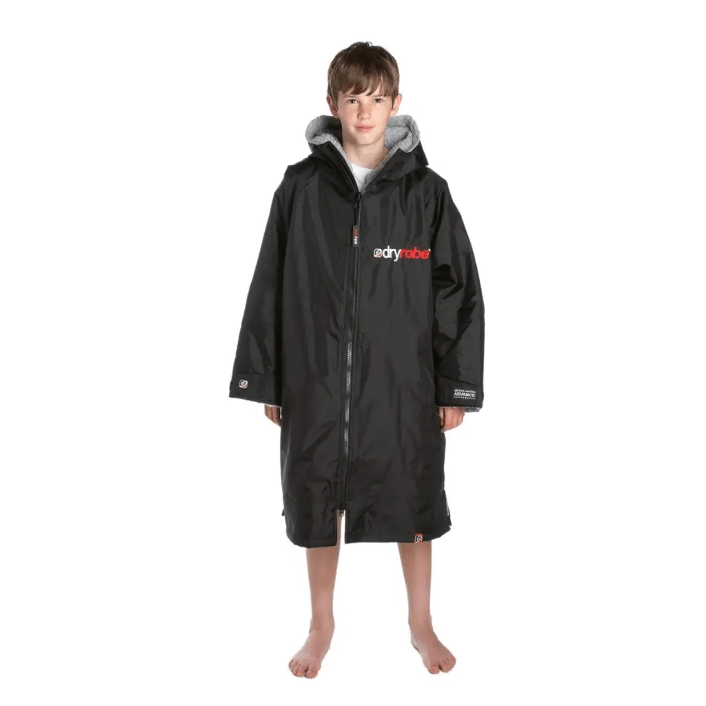 dryrobe® ADVANCE KIDS LONG SLEEVE - BLACK/GREY - Atlantic Kayaks & Leisure