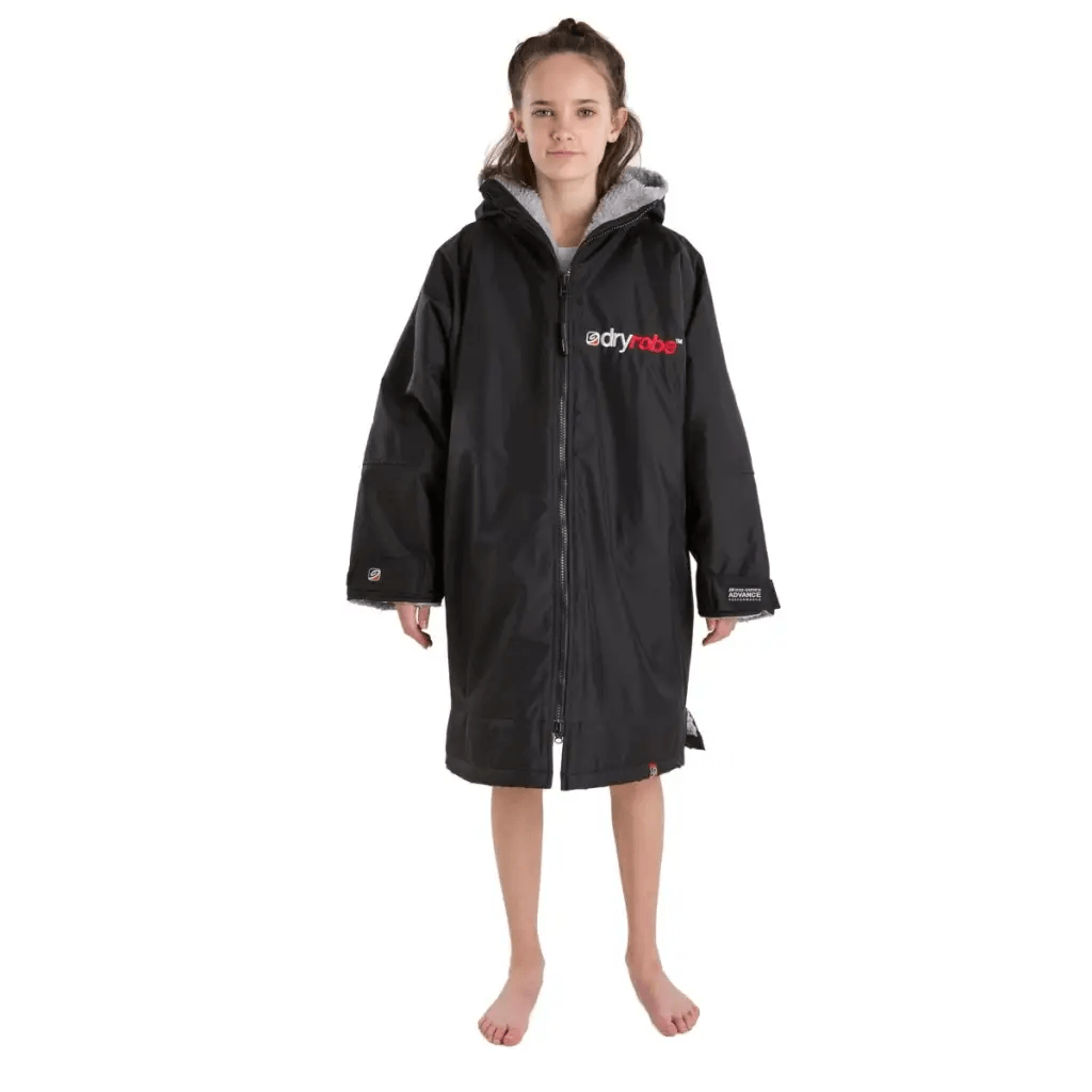 dryrobe® ADVANCE KIDS LONG SLEEVE - BLACK/GREY - Atlantic Kayaks & Leisure
