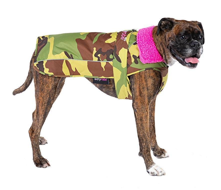 dryrobe® dog - WATERPROOF DOG COAT - CAMO/PINK