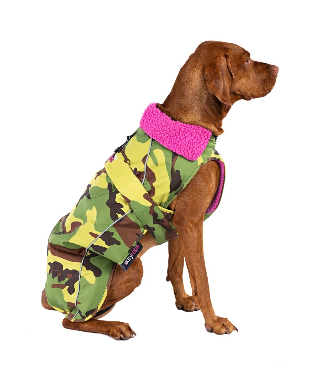 dryrobe® dog - WATERPROOF DOG COAT - CAMO/PINK