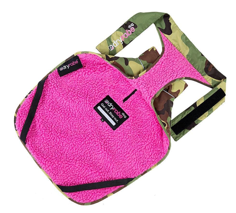 dryrobe® dog - WATERPROOF DOG COAT - CAMO/PINK