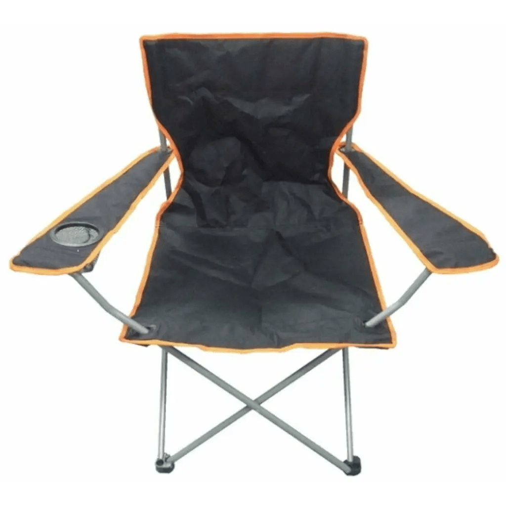 FOLDING CAMP CHAIR - BLACK / ORANGE - Atlantic Kayaks & Leisure