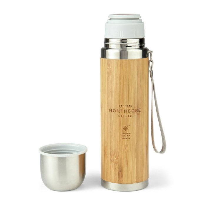 NORTHCORE BAMBOO STAINLESS STEEL THERMOS FLASK 360ML WITH MUG
