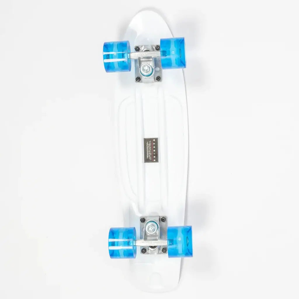 SALTROCK 'RETRO RIDE' MINI CRUISER SKATEBOARD **FLASHING WHEELS** - WHITE/BLUE - Atlantic Kayaks & Leisure