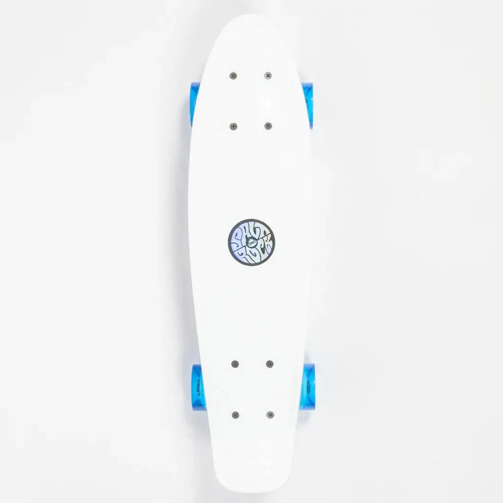 SALTROCK 'RETRO RIDE' MINI CRUISER SKATEBOARD **FLASHING WHEELS** - WHITE/BLUE - Atlantic Kayaks & Leisure