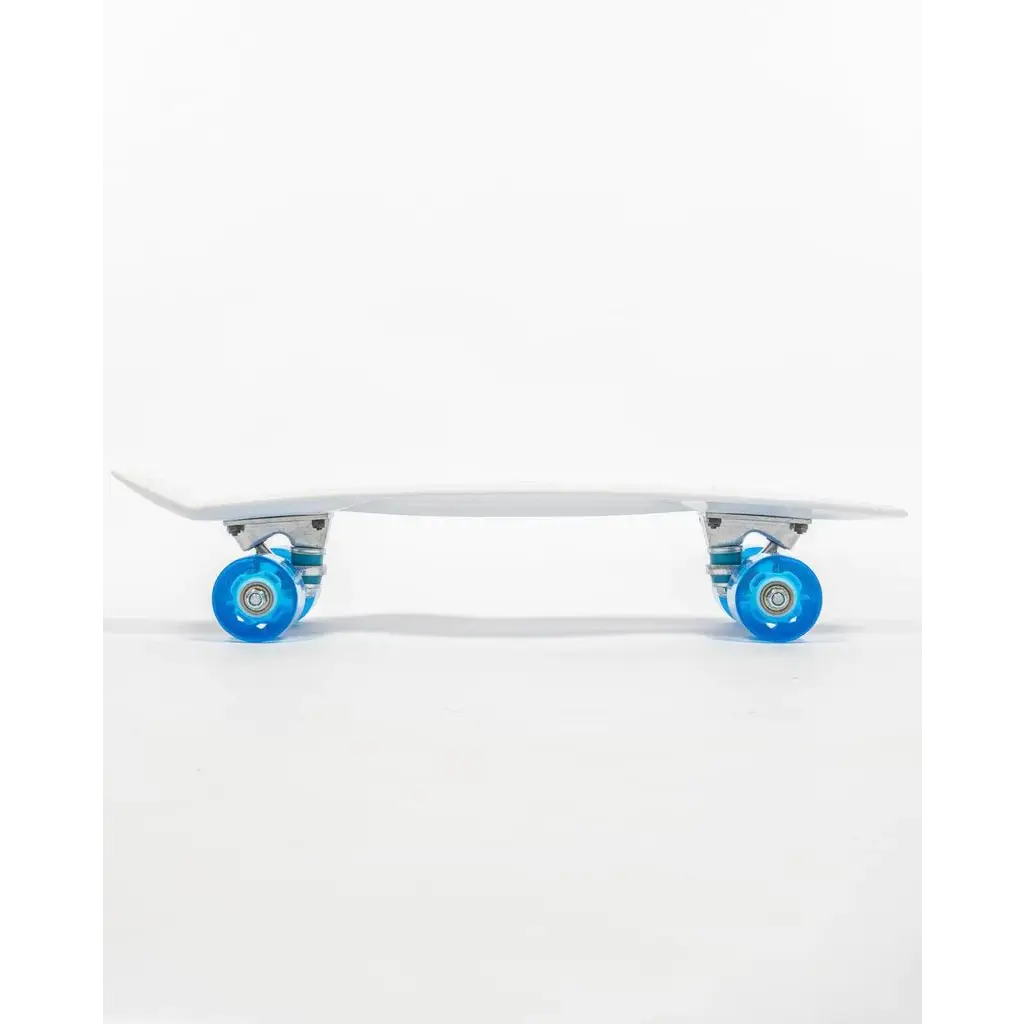 SALTROCK 'RETRO RIDE' MINI CRUISER SKATEBOARD **FLASHING WHEELS** - WHITE/BLUE - Atlantic Kayaks & Leisure