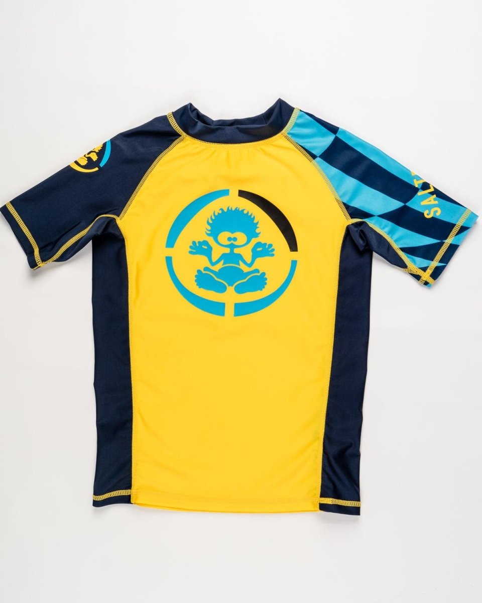 SALTROCK 'WARP' S/S RASH KIDS VEST - YELLOW