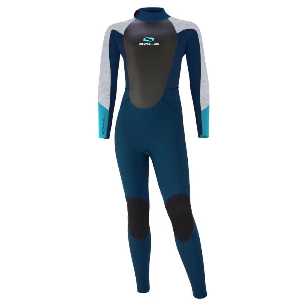 SOLA FIRE KIDS 4/3MM FULLSUIT - NAVY/GREY - Atlantic Kayaks & Leisure