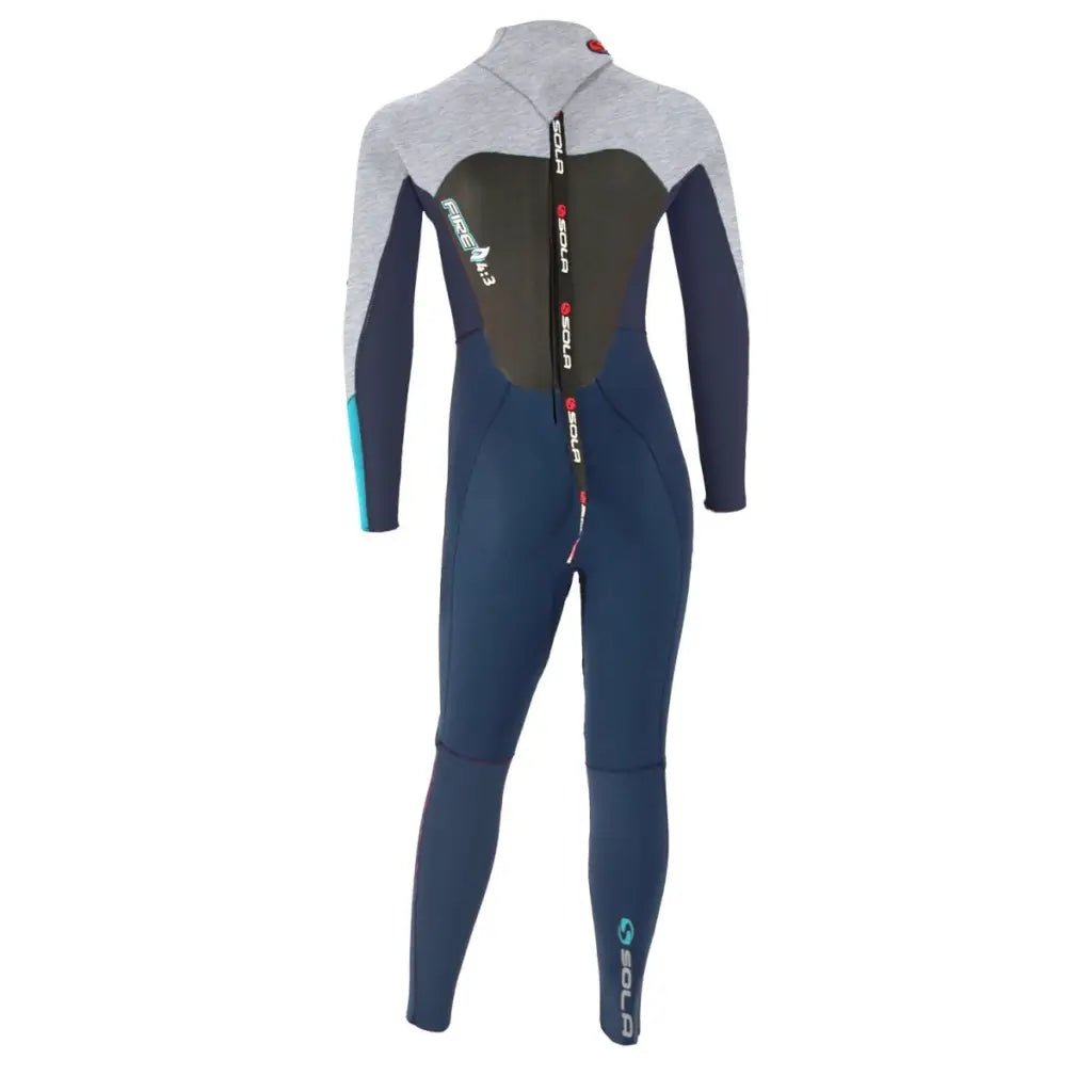 SOLA FIRE KIDS 4/3MM FULLSUIT - NAVY/GREY - Atlantic Kayaks & Leisure