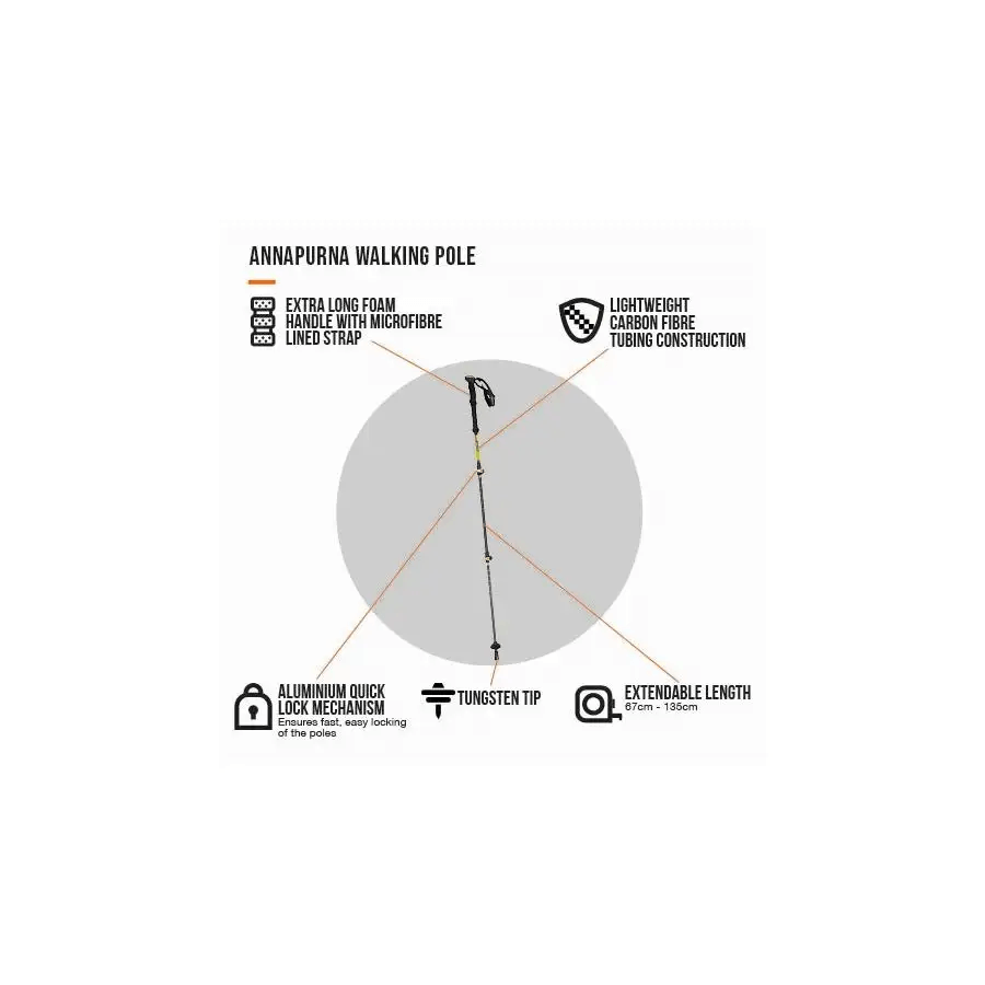 VANGO ANNAPURNA CARBON WALKING POLE (SINGLE) - Atlantic Kayaks & Leisure