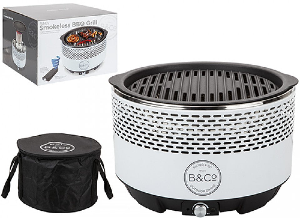 B&CO ALFRESCO SMOKELESS CHARCOAL GRILL - WHITE