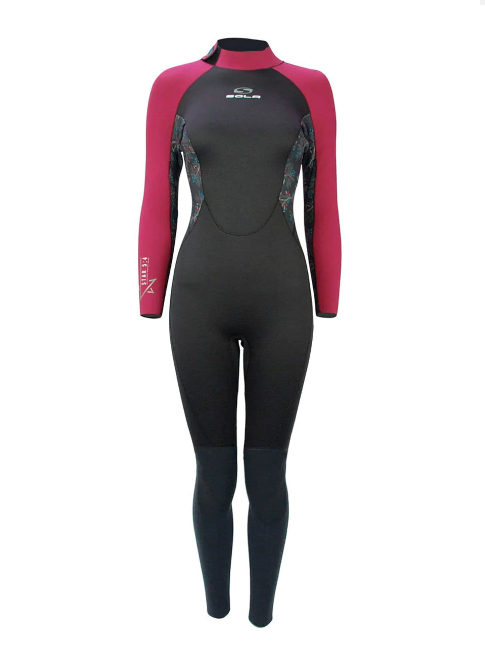 SOLA STAR LADIES 5/4 BZ FULLSUIT - BLACK BURGUNDY