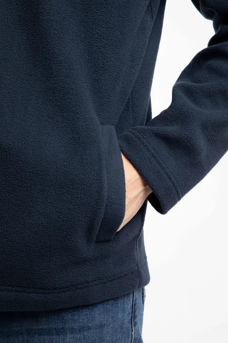 Weird Fish Roald Button Funnel Neck Microfleece - Navy
