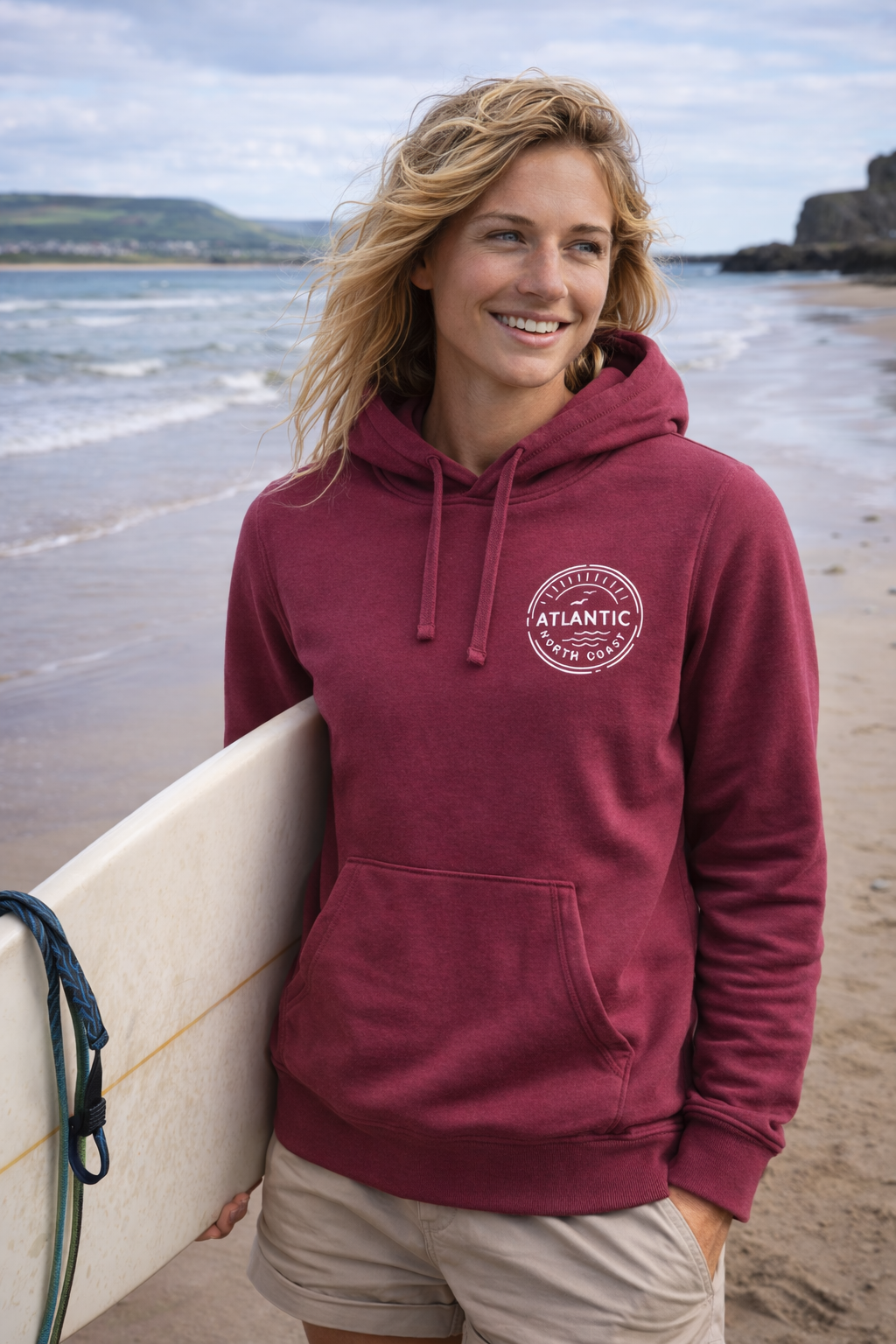 Atlantic Apparel 'Horizon' Unisex Pop Hoody - Burgundy