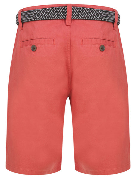 KENSINGTON EASTSIDE CORTEZ COTTON TWILL CHINO SHORTS WITH WOVEN BELT