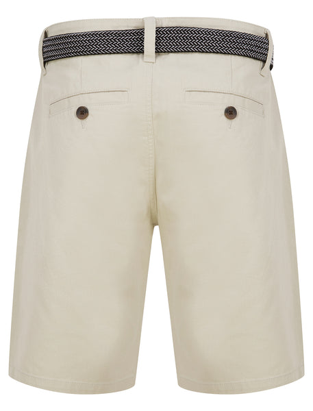 KENSINGTON EASTSIDE CORTEZ COTTON TWILL CHINO SHORTS WITH WOVEN BELT