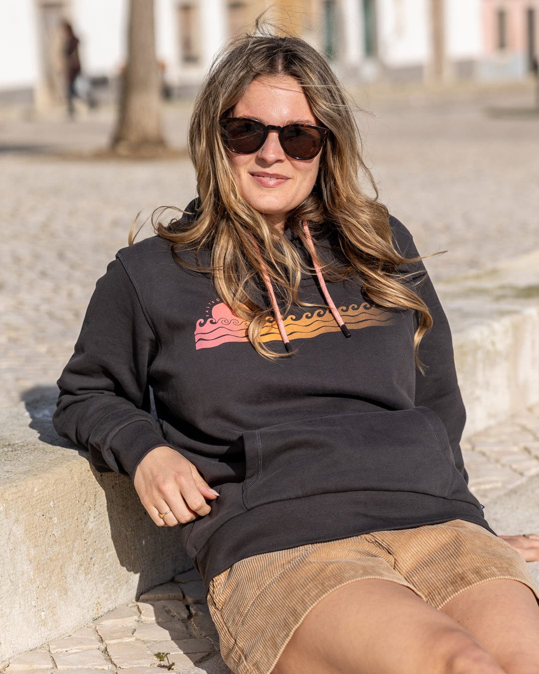 Saltrock Golden Hour Women's Pop Hoodie in Dark Grey