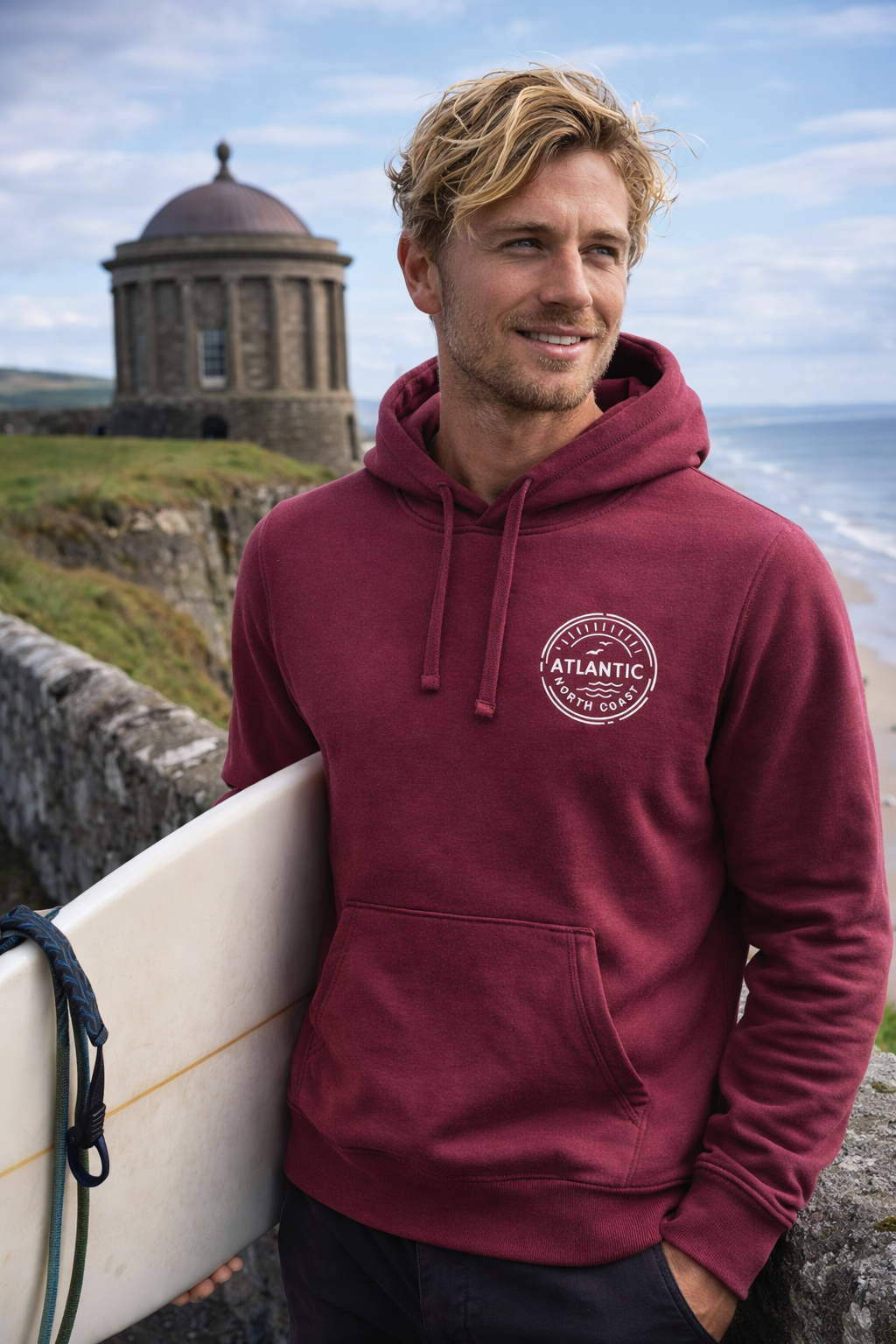 Atlantic Apparel 'Horizon' Unisex Pop Hoody - Burgundy